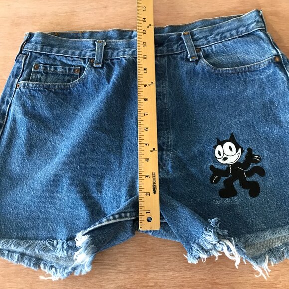 Vintage Too Cute Guetta Brothers Cut Off Shorts Women M Blue Felix the Cat 17218 - Picture 8 of 13